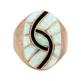 Amy Quandelacy Zuni Sterling Multi-Stone Inlay Ring Sz 9.25