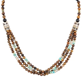 Tommy & Rosita Singer Navajo Sterling Barrel Multi-Stone Necklace