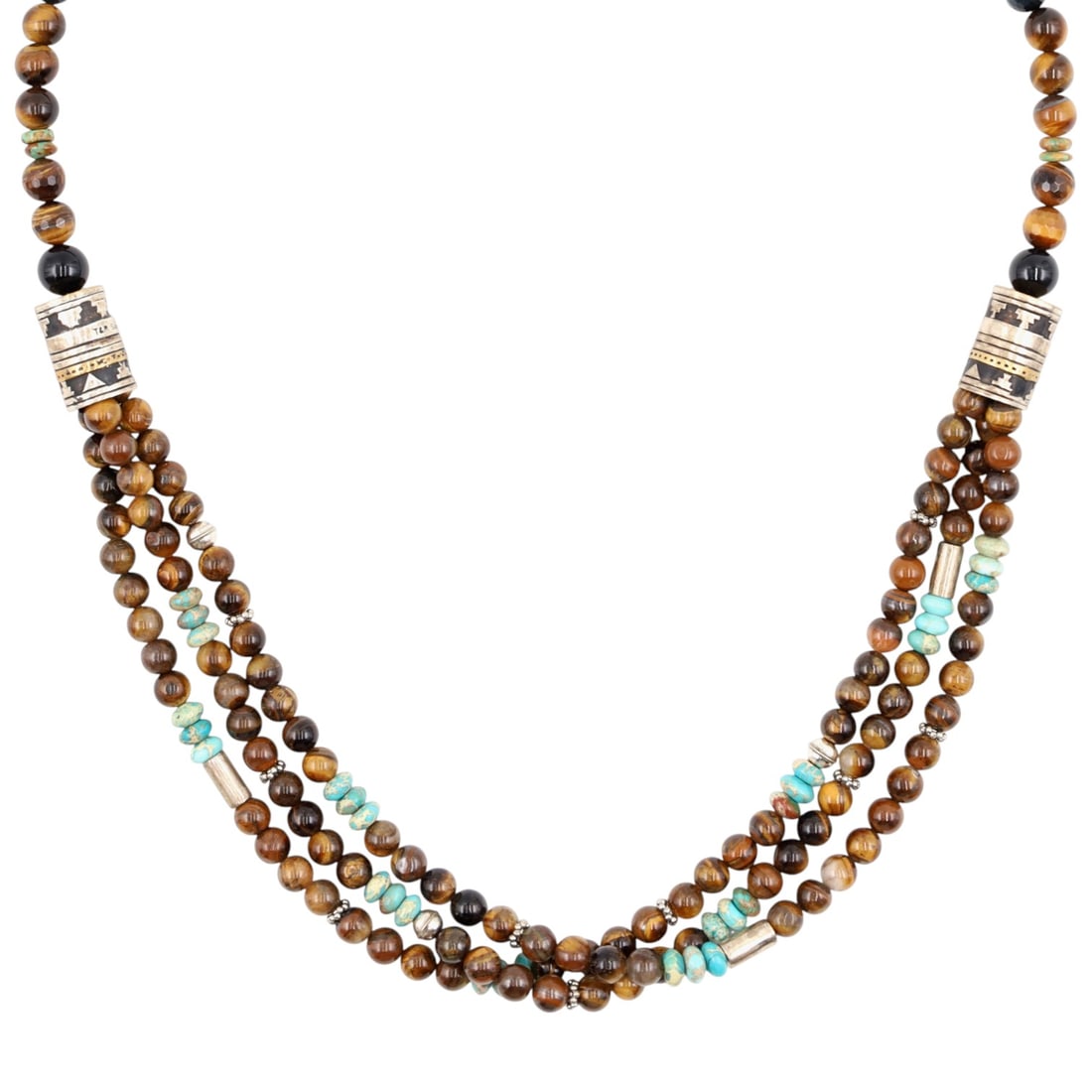 Tommy & Rosita Singer Navajo Sterling Barrel Multi-Stone Necklace (1 of 9)