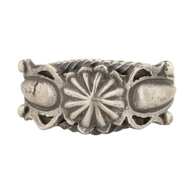 Running Bear Navajo Plain Silver Ring Sz 9.5
