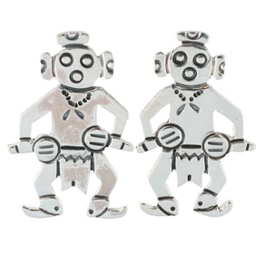 Zandra Tahy Navajo Plain Silver Mudface Earrings