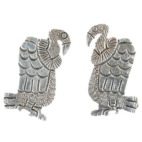 Zandra Tahy Navajo Plain Silver Vulture Earrings