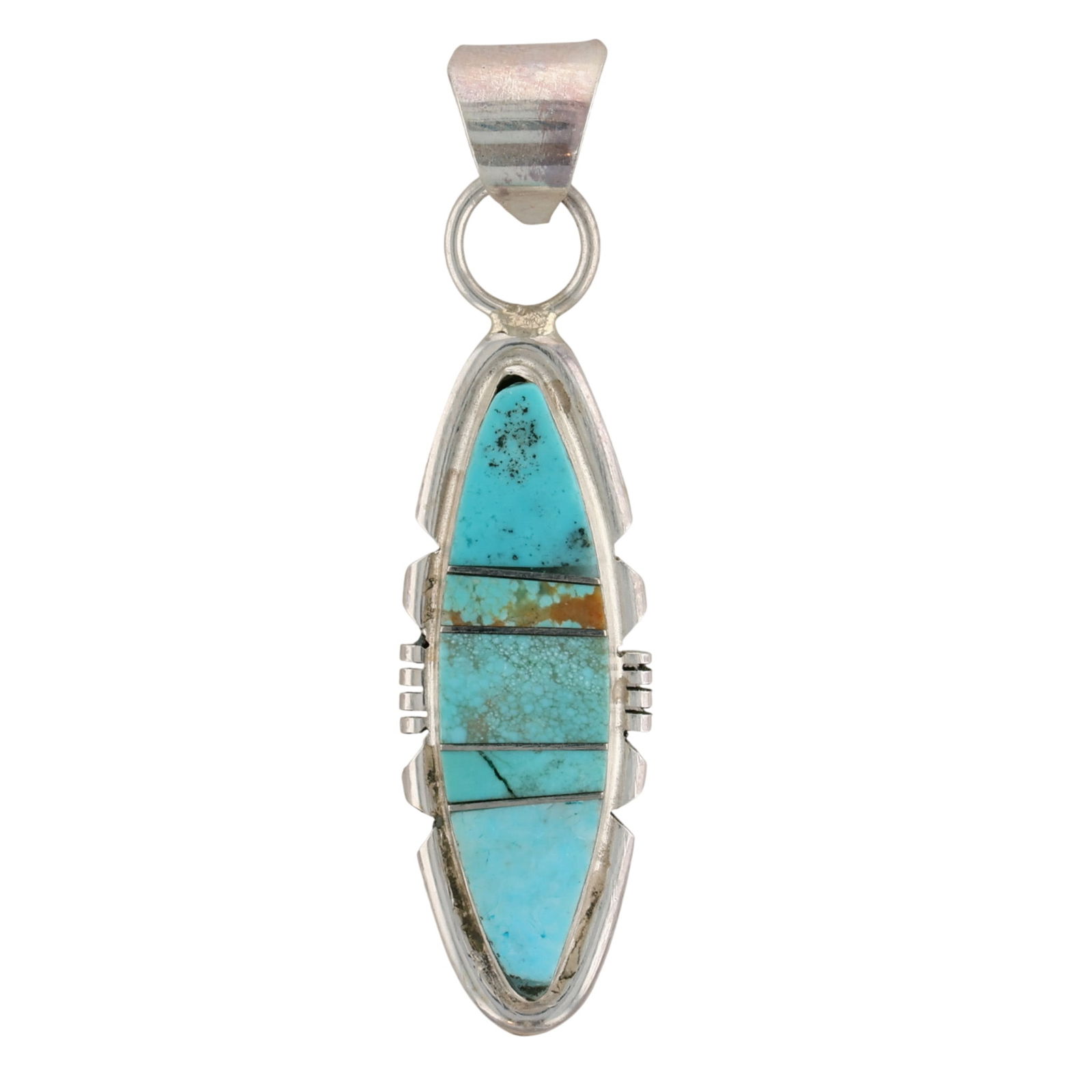 Brandon Etcitty Navajo Sterling Kingman Turquoise Pendant (1 of 4)