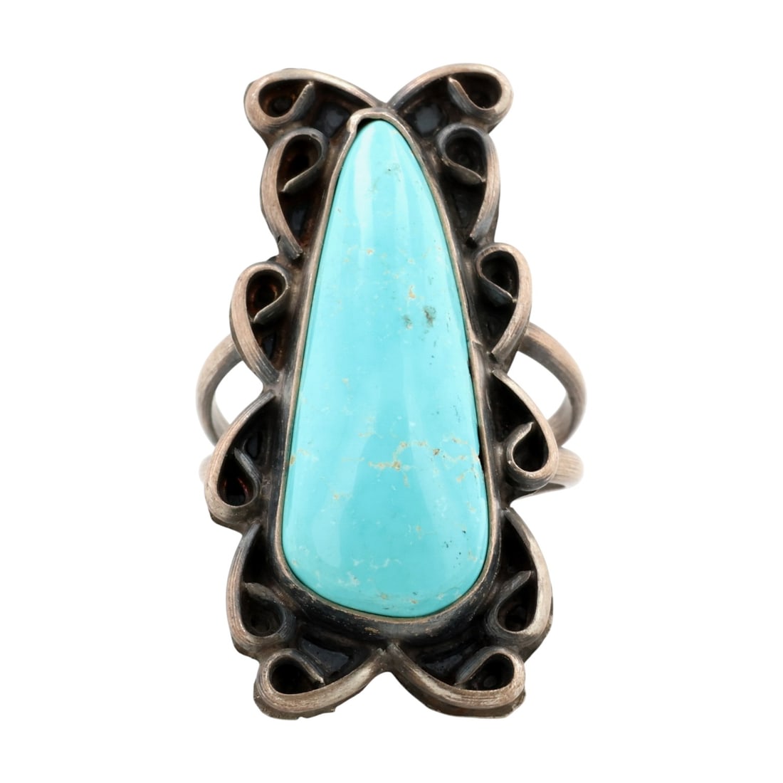 Betta Lee Navajo Sterling Pilot Mountain Turquoise Ring Sz 8.75 (1 of 9)