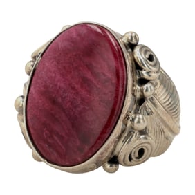 Darrell Morgan Navajo Sterling Spiny Oyster Ring Sz 6