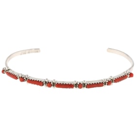 Judy Wallace Zuni Sterling Coral Cuff Bracelet