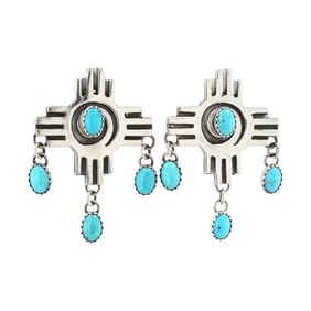 Gregg Yazzie Navajo Sterling Kingman Turquoise Earrings