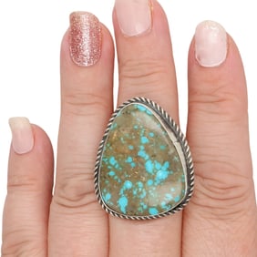 Donovan Nez Navajo Sterling Kingman Turquoise Ring Sz 8
