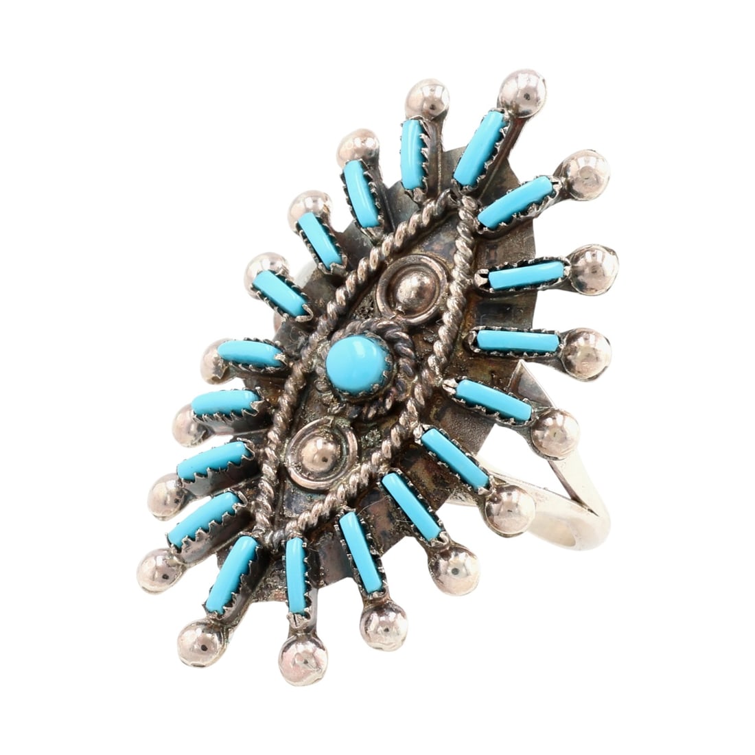Philander Gia Zuni Sterling Needle Point Turquoise Ring Sz. 10 (1 of 8)