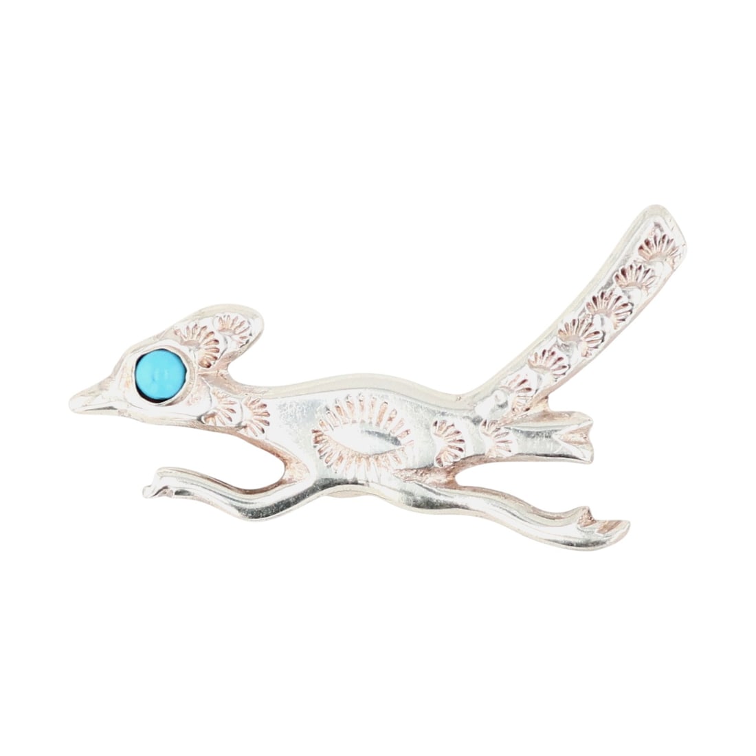 Rose Tsosie Zuni Sterling Turquoise Roadrunner Brooch: Rose Tsosie Zuni Sterling Turquoise Roadrunner Brooch 6g