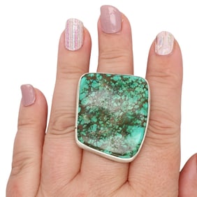 Chad Teller Navajo Sterling Turquoise Ring Sz 10.75