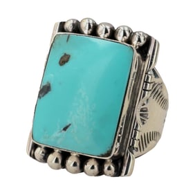 Phyllis A. Smith Navajo Sterling Turquoise Ring Sz 4.5