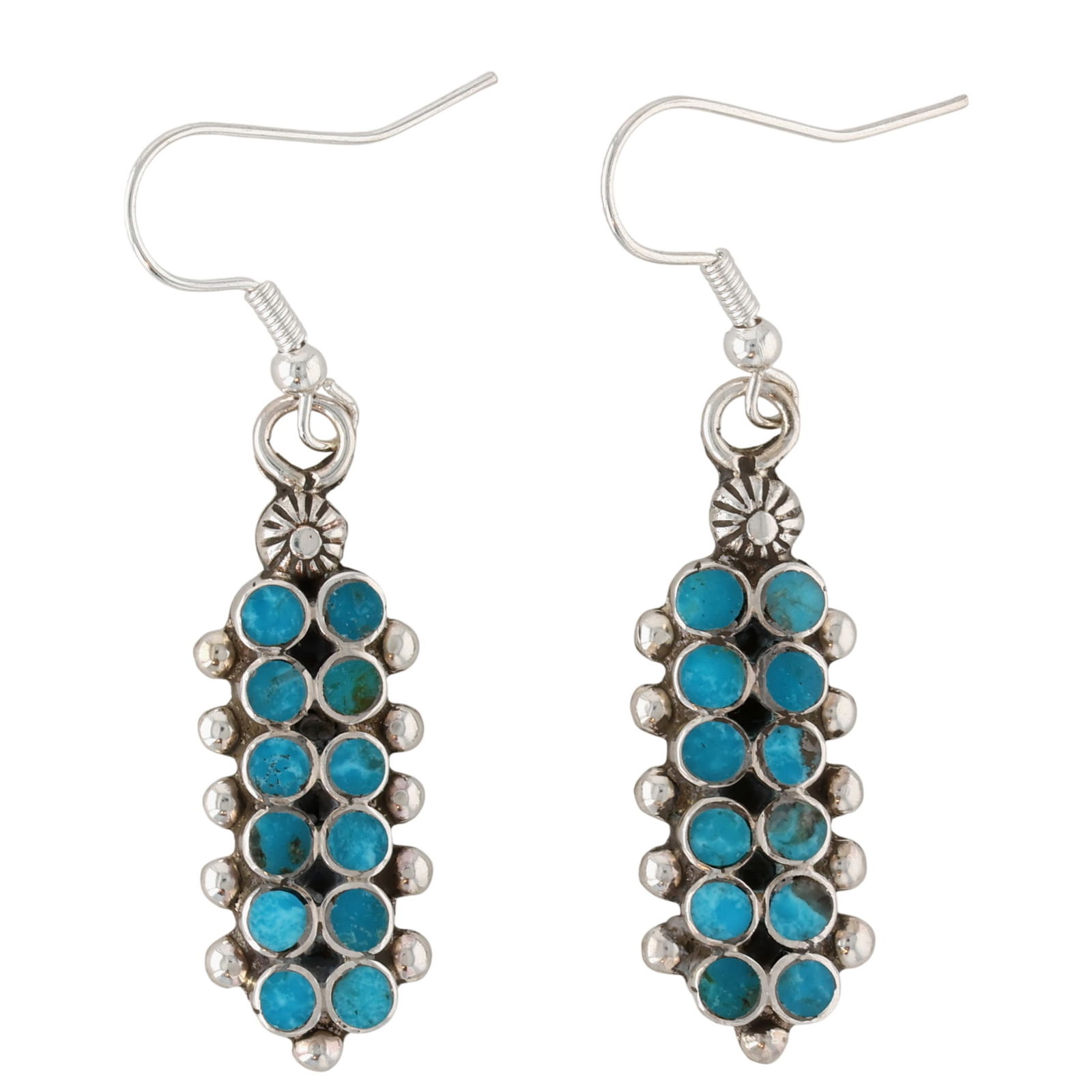 Vincent Shirley Navajo Sterling Turquoise Inlay Earrings (1 of 4)