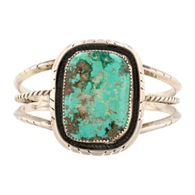 Chad Teller Navajo Sterling Turquoise Cuff Bracelet