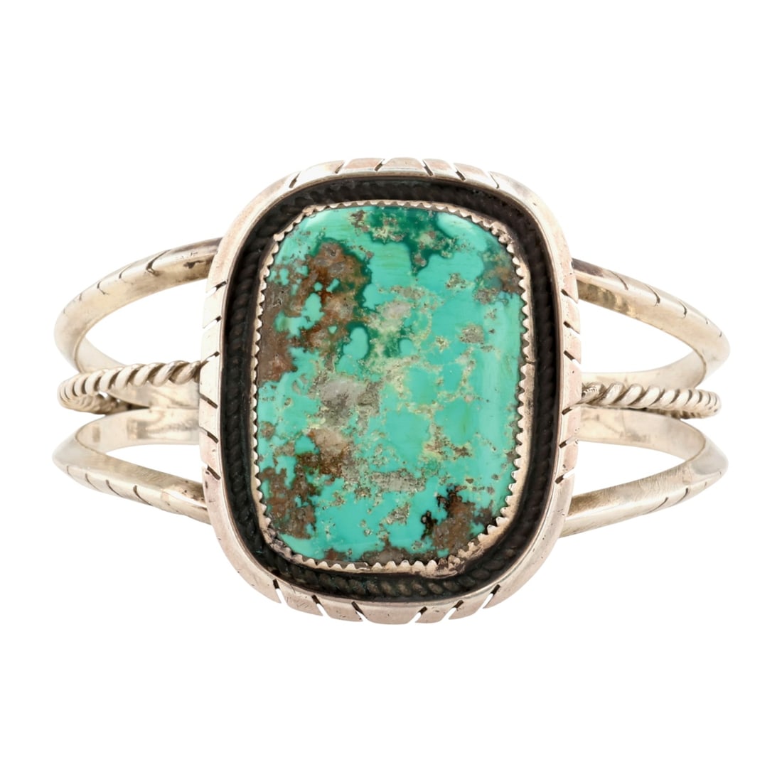 Chad Teller Navajo Sterling Turquoise Cuff Bracelet: Chad Teller Navajo Sterling Turquoise Cuff Bracelet 52g