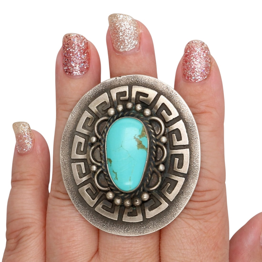 Lee Brown Navajo Sterling Turquoise Ring Sz 8 (1 of 8)