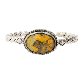 Sheena Jack Navajo Sterling Bumblebee Jasper Twist Cuff Bracelet