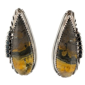 Delores Cadman Navajo Sterling Bumblebee Jasper Earrings