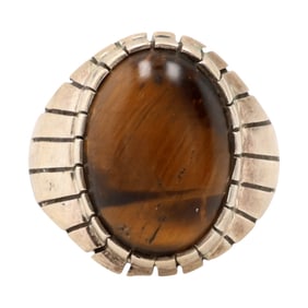Trevor Jack Navajo Sterling Tiger's Eye Ring Sz 9.25