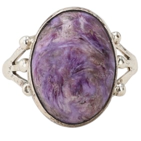 Jerryson Heno Navajo Sterling Charoite Ring Sz 9