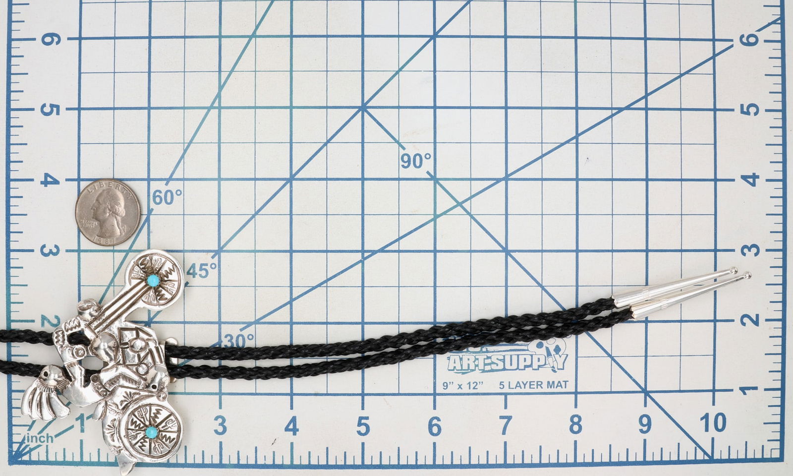 Robbie Manuelito Navajo Sterling Turquoise Kokopelli Motorcycle Rider Bolo Tie - 6