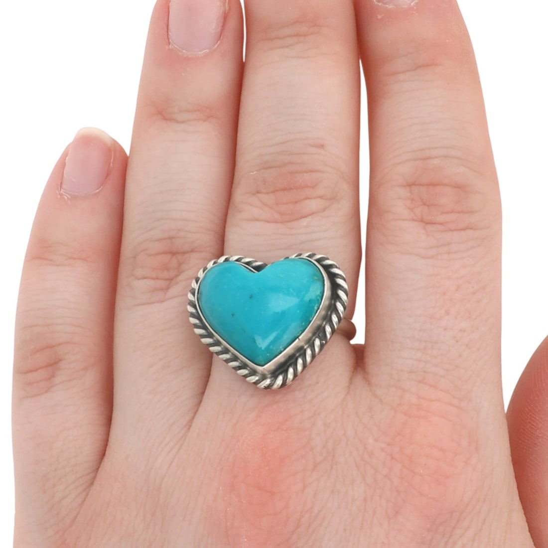 Johnny Dixon Navajo Sterling Kingman Turquoise Heart Adjustable Ring: Johnny Dixon Navajo Sterling Kingman Turquoise Heart Adjustable Ring 8g, Sz 7.5
