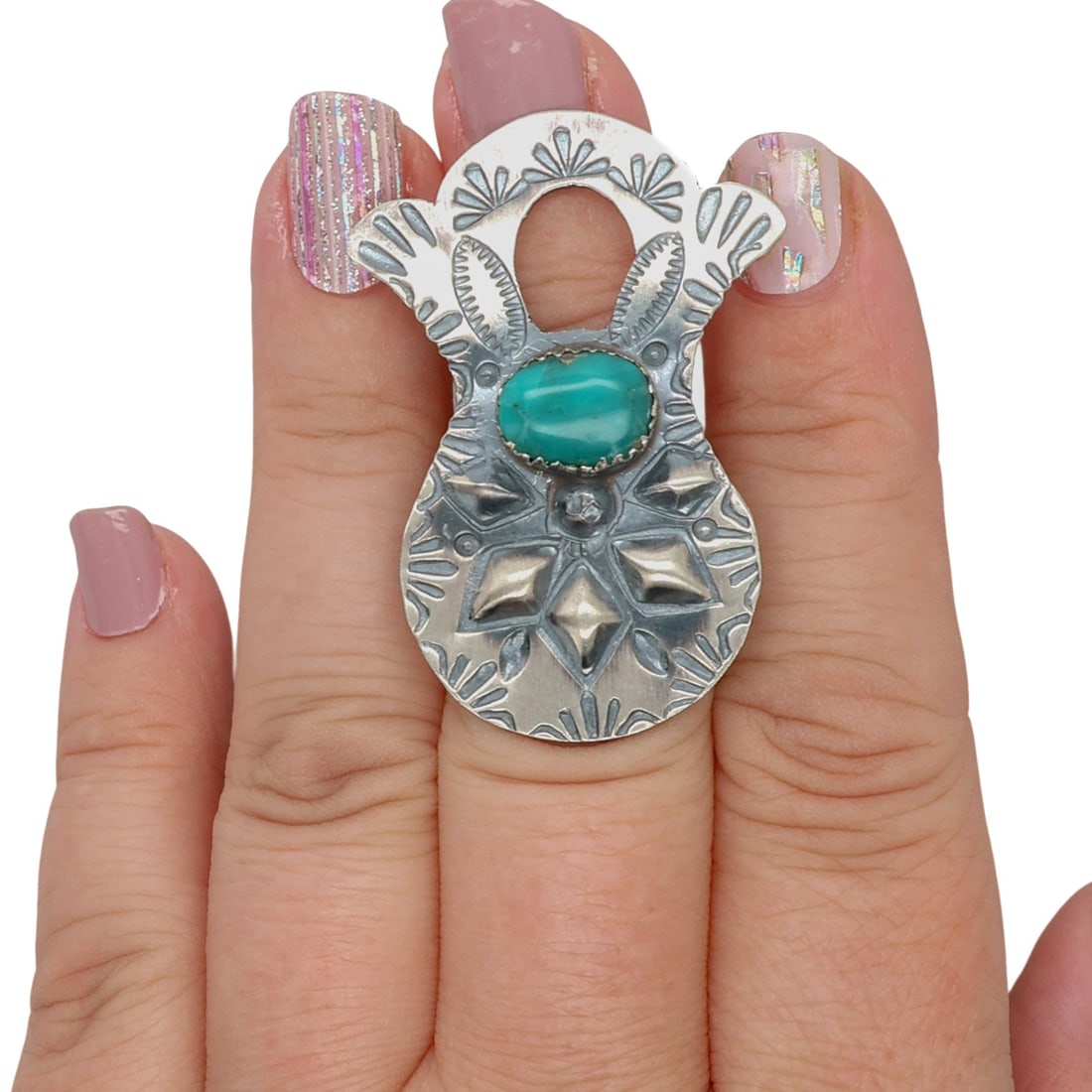 L. Yazzie Navajo Sterling Turquoise Ring Sz 6.5: L. Yazzie Navajo Sterling Turquoise Ring Sz 6.5, 8g