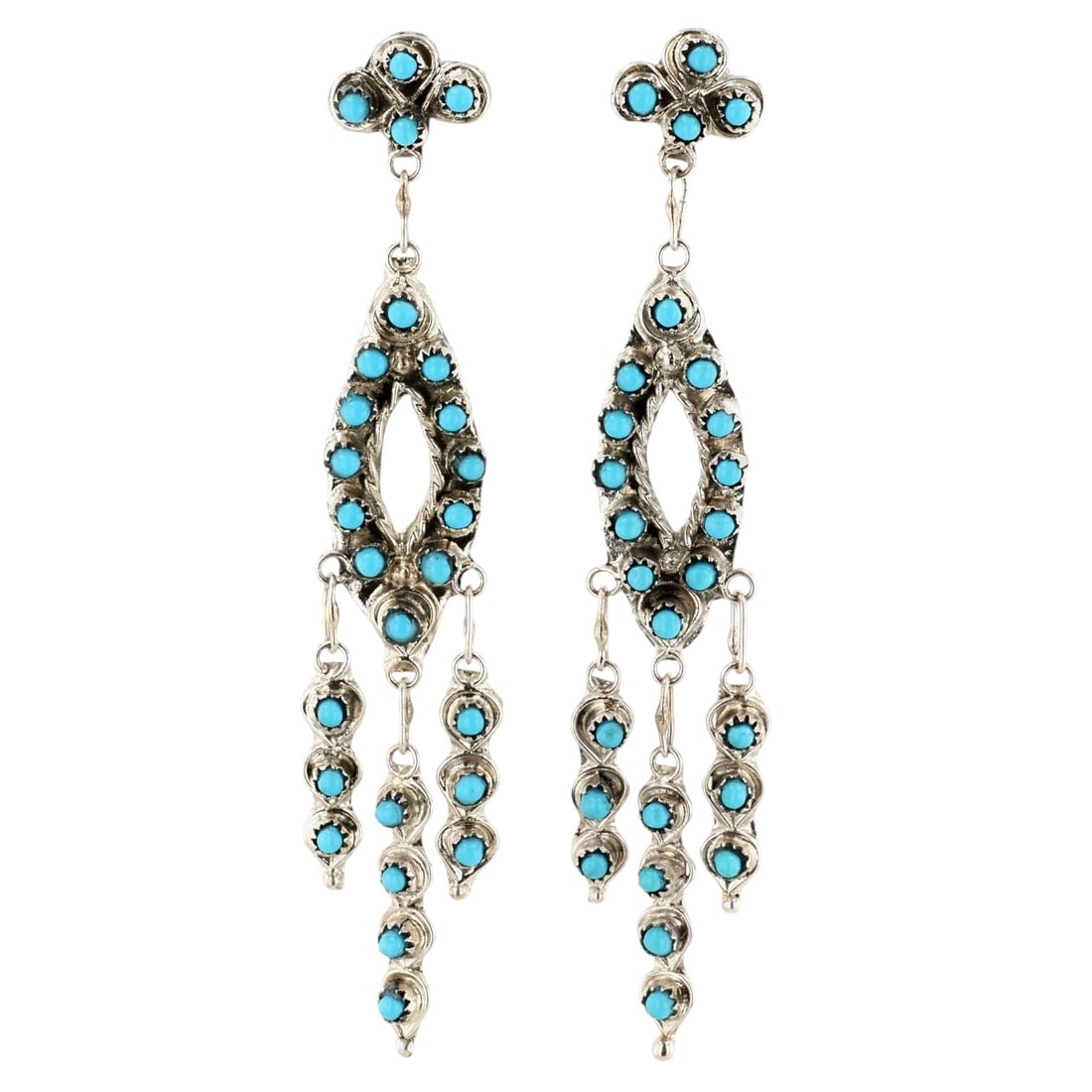 Zuni Sterling Snake Eye Drop Dangle Earrings: Zuni Sterling Snake Eye Drop Dangle Earrings 6g