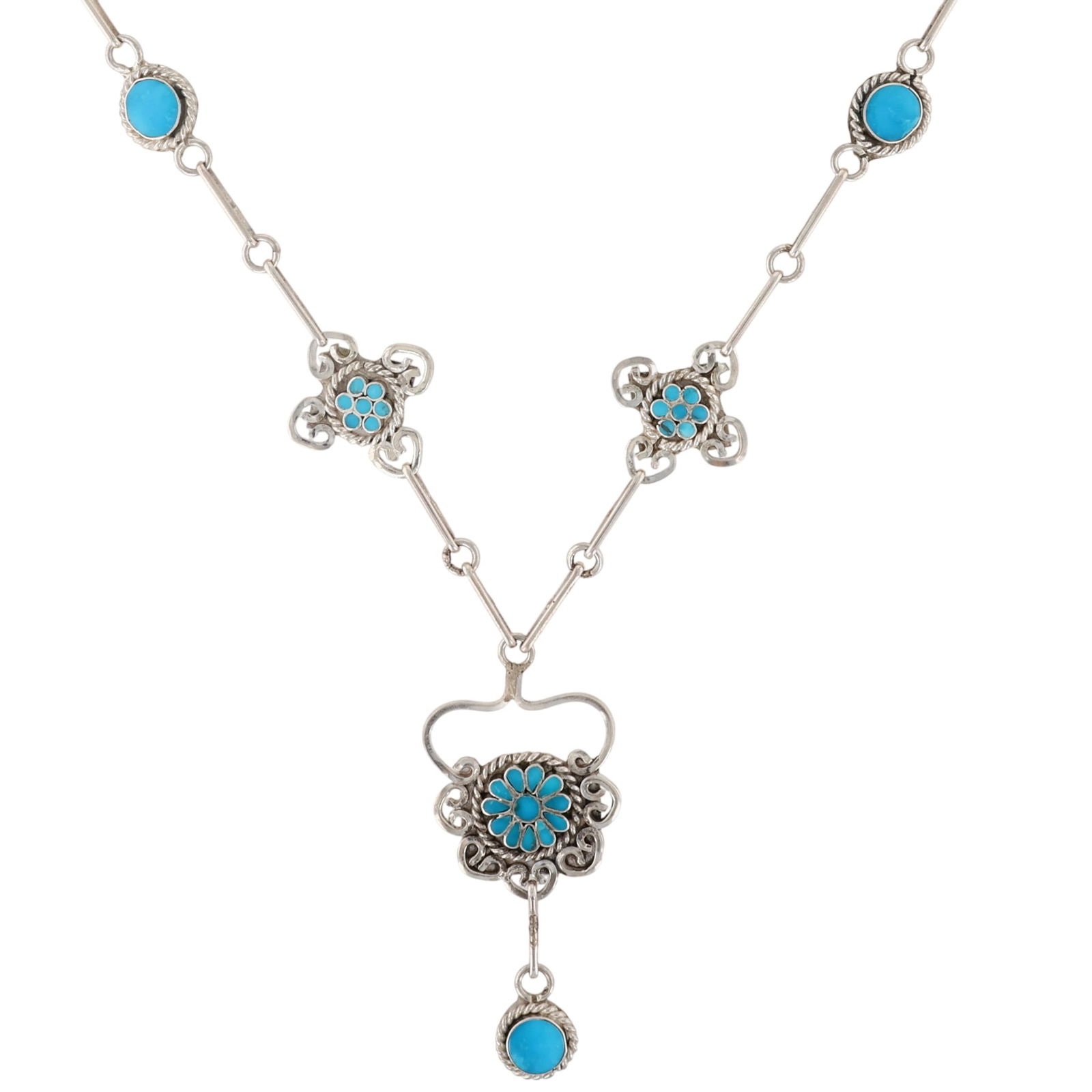 Devin Quam Zuni Sterling Turquoise Necklace: Devin Quam Zuni Sterling Turquoise Necklace 25g