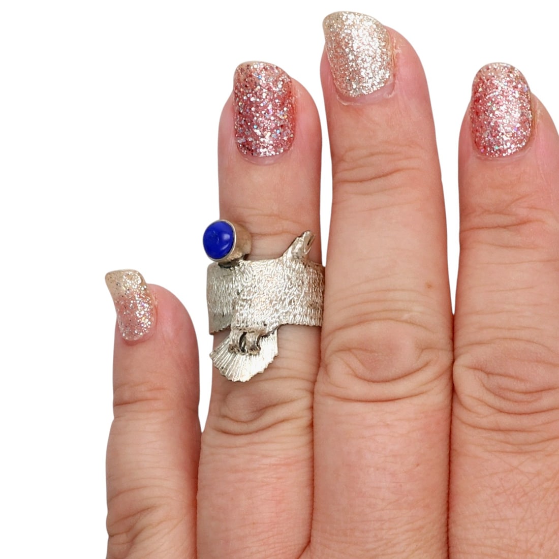 Will Arviso Navajo Sterling Lapis Eagle Adjustable Ring: Will Arviso Navajo Sterling Lapis Eagle Adjustable Ring 5.5g, Sz 5.75