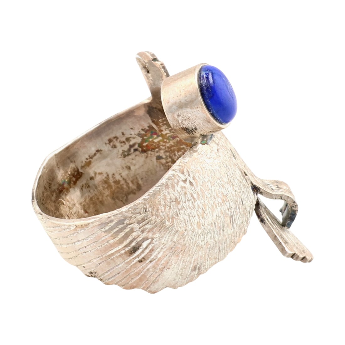 Will Arviso Navajo Sterling Lapis Eagle Adjustable Ring - 4