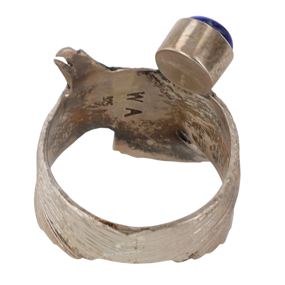 Will Arviso Navajo Sterling Lapis Eagle Adjustable Ring - 6