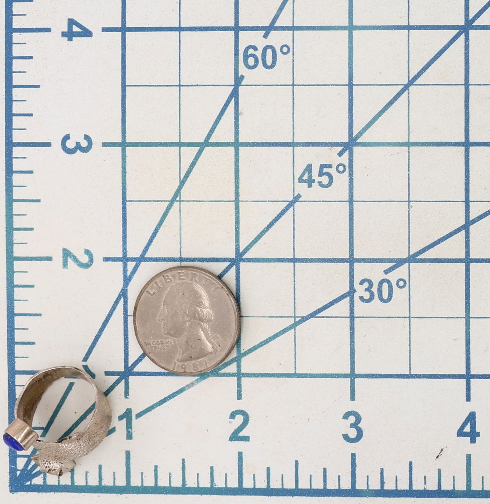 Will Arviso Navajo Sterling Lapis Eagle Adjustable Ring - 9