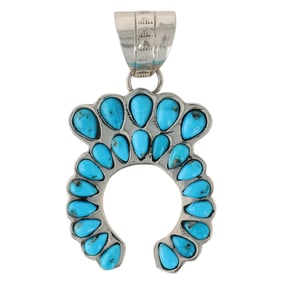 Jimson Belin Navajo Sterling Sleeping Beauty Turquoise Naja Pendant