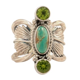 Monty Robertson Navajo Sterling Multi-Stone Ring Sz 10