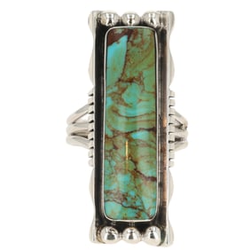Larson Lee Navajo Sterling Kingman Turquoise Ring Sz 7.5