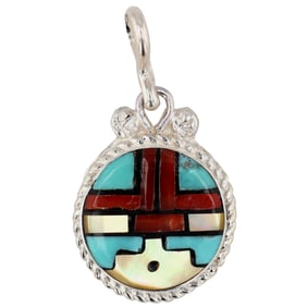 Ola Eriacho Zuni Sterling Multi-Stone Inlay Pendant