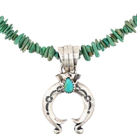 Louise Joe Navajo Sterling Kingman Turquoise Necklace