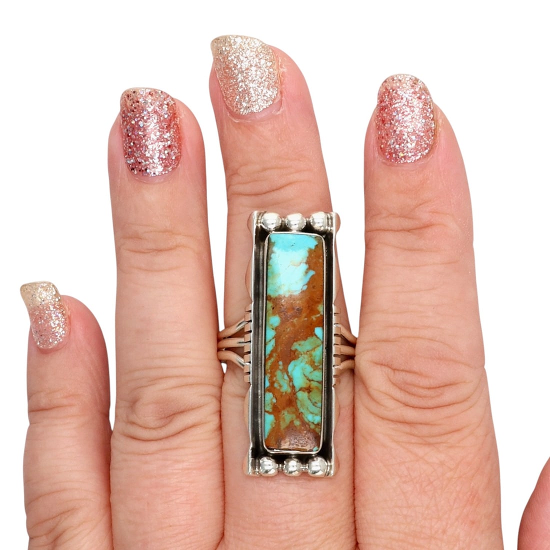 Larson Lee Navajo Sterling Kingman Turquoise Ring Sz 9.5: Larson Lee Navajo Sterling Kingman Turquoise Ring Sz 9.5, 15g