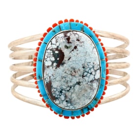 Merle House Navajo Sterling Multi-Stone Cuff Bracelet