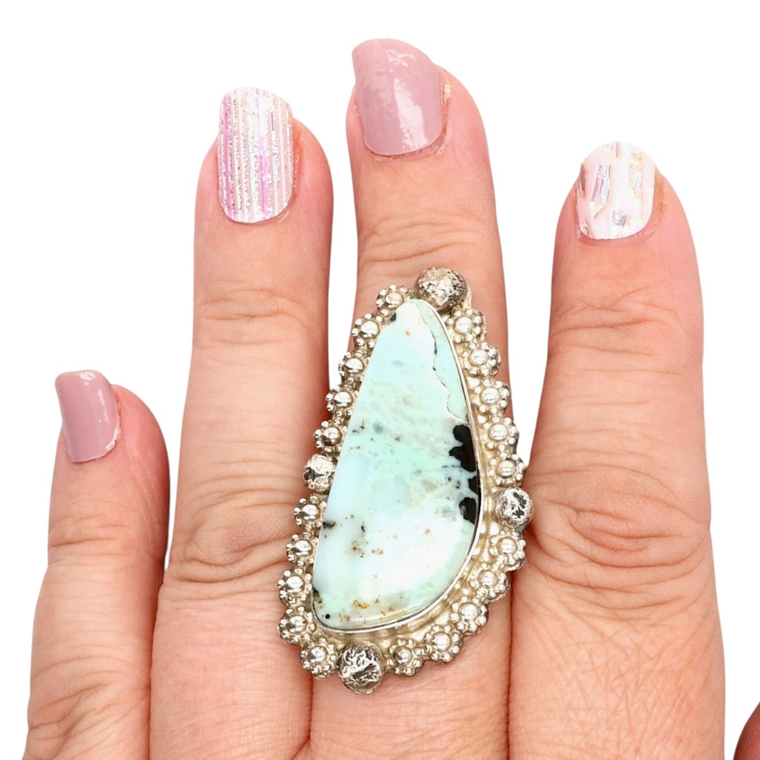 Maxx Laate Zuni Sterling Large Stone Ring Sz 10.25 (1 of 8)