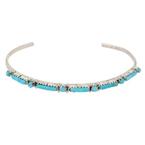 Judy Wallace Zuni Sterling Turquoise Cuff Bracelet