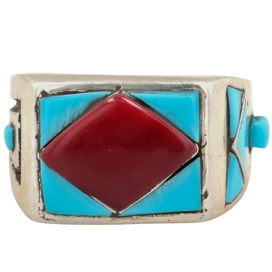 Claudine Haloo Zuni Sterling Multi-Stone Ring Sz 9.5 (1 of 8)