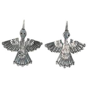 Zandra Tahy Navajo Plain Silver Hummingbird Earrings
