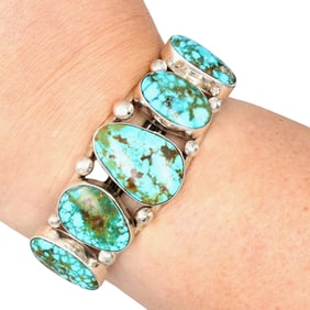 Melvin Jones Navajo Sterling Sonoran Gold Turquoise Cuff Bracelet