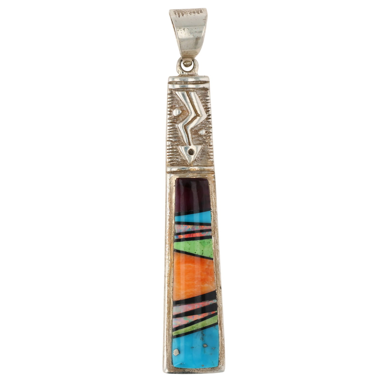 Cordell Brown Navajo Sterling Multi-Stone Inlay Pendant (1 of 5)