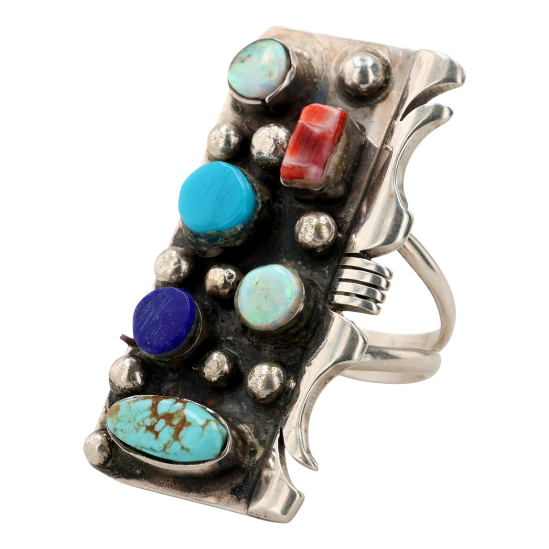 Steve Francisco Navajo Sterling Multi-Stone Ring Sz 7.5 (1 of 8)