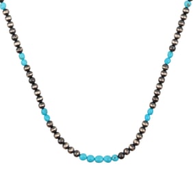 Mason Lee Navajo Pearl Sterling Turquoise Necklace