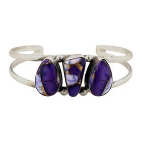 Alonzo Mariano Navajo Sterling Violet Rose Dahlia Cuff Bracelet