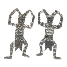 Zandra Tahy Navajo Plain Silver Puppet Earrings